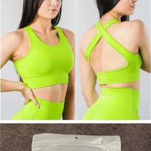 Alphalete Aero Leggings and Bra in Volt (XS leggings, S bra)
